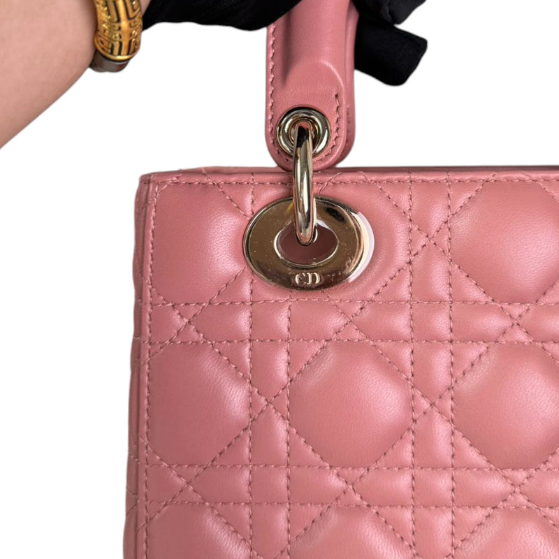 Lady Dior Small Lambskin Cannage Pink GHW