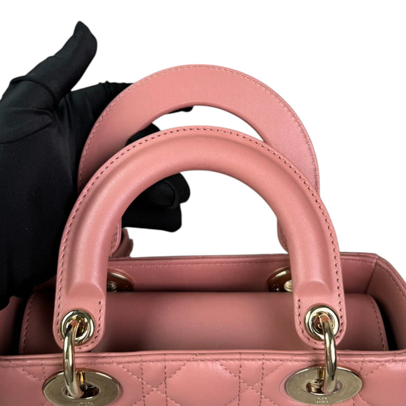Lady Dior Small Lambskin Cannage Pink GHW