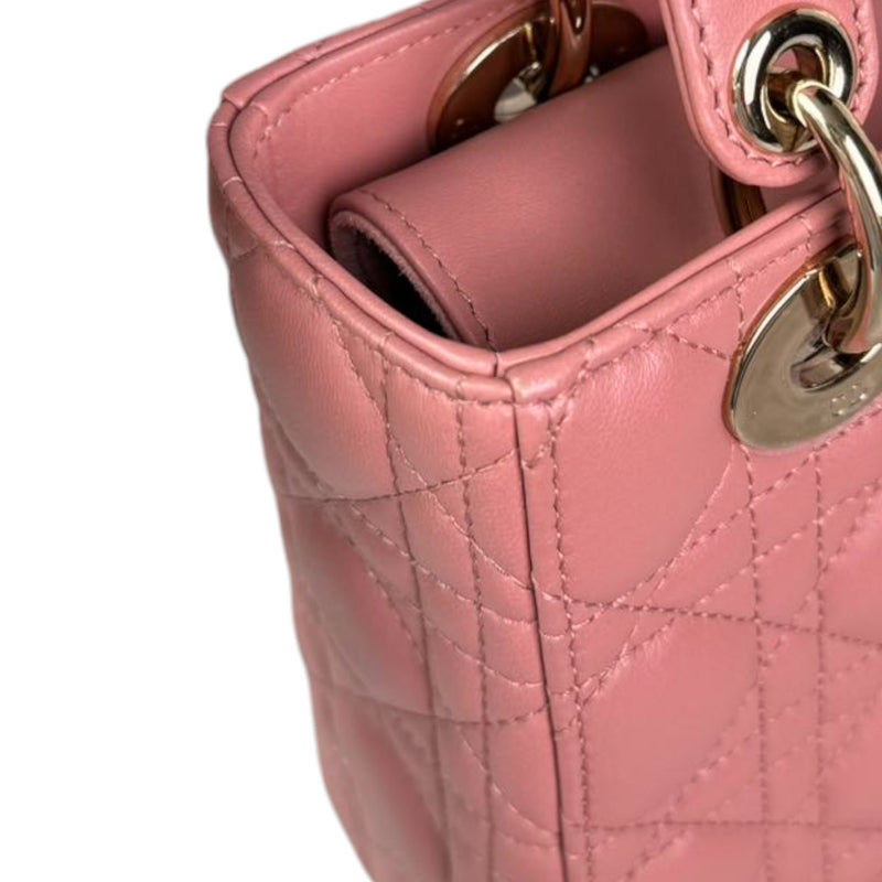 Lady Dior Small Lambskin Cannage Pink GHW