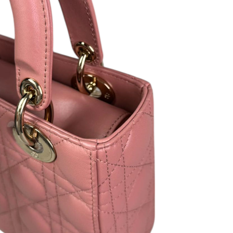 Lady Dior Small Lambskin Cannage Pink GHW