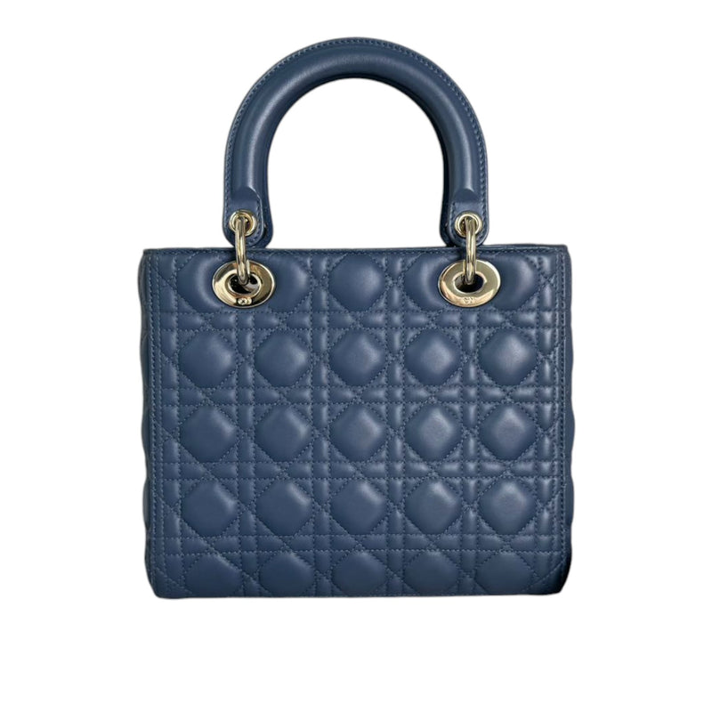 Lady Dior Medium Lambskin Cannage Blue LGHW