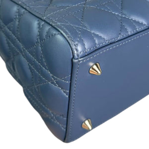 Lady Dior Medium Lambskin Cannage Blue LGHW