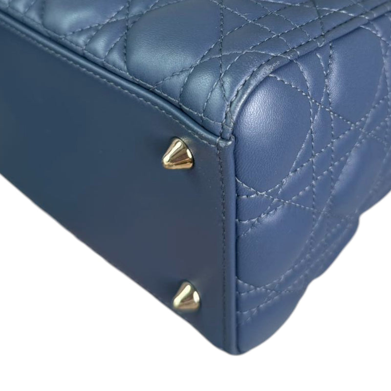 Lady Dior Medium Lambskin Cannage Blue LGHW