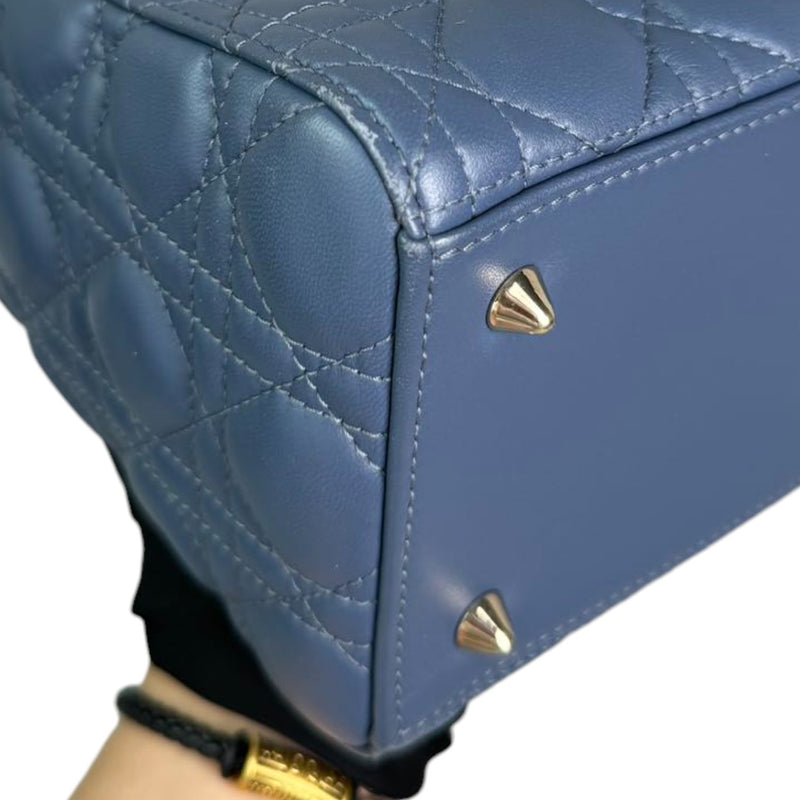 Lady Dior Medium Lambskin Cannage Blue LGHW