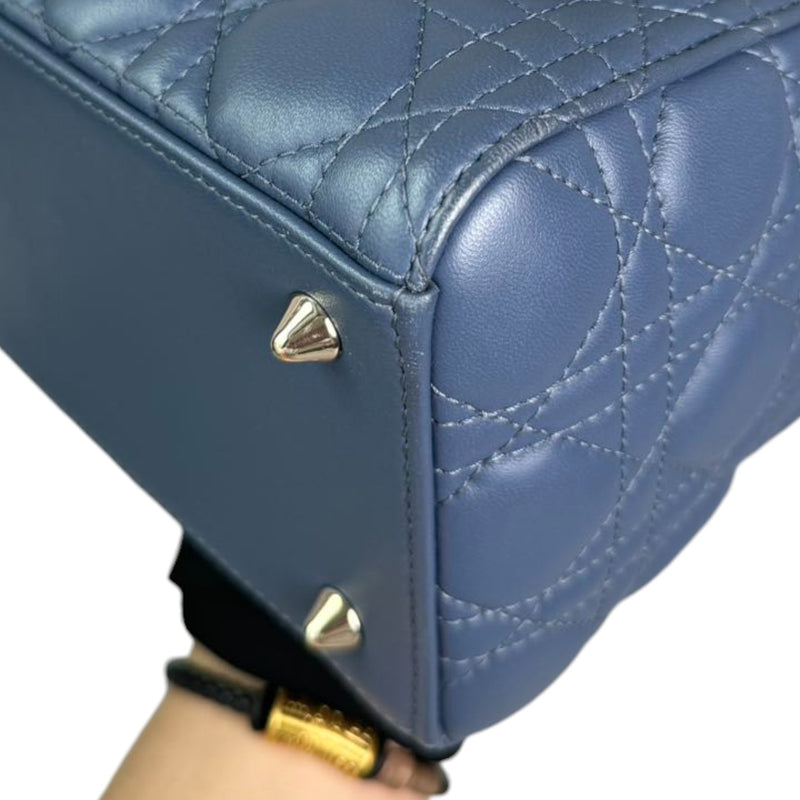 Lady Dior Medium Lambskin Cannage Blue LGHW