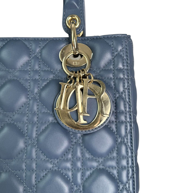 Lady Dior Medium Lambskin Cannage Blue LGHW