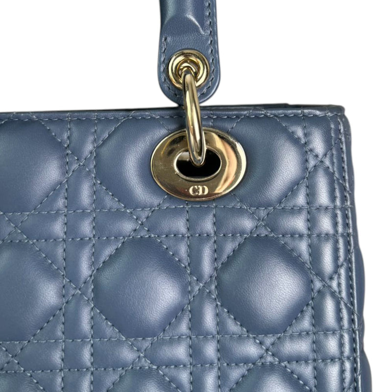 Lady Dior Medium Lambskin Cannage Blue LGHW