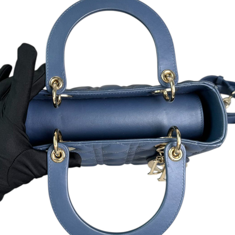 Lady Dior Medium Lambskin Cannage Blue LGHW