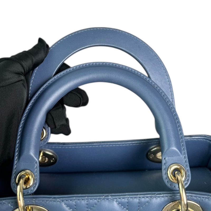 Lady Dior Medium Lambskin Cannage Blue LGHW