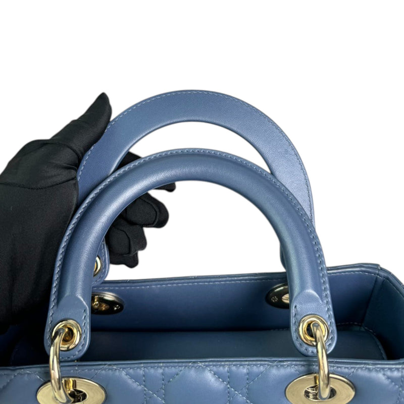 Lady Dior Medium Lambskin Cannage Blue LGHW