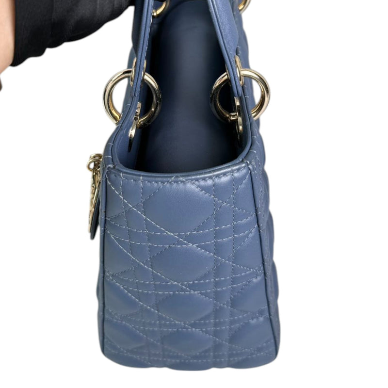 Lady Dior Medium Lambskin Cannage Blue LGHW