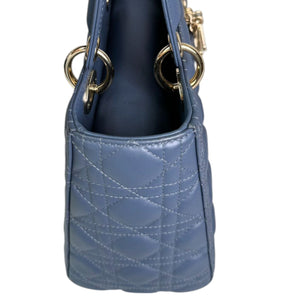 Lady Dior Medium Lambskin Cannage Blue LGHW
