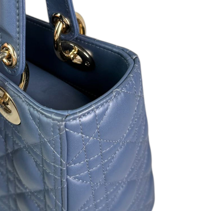 Lady Dior Medium Lambskin Cannage Blue LGHW