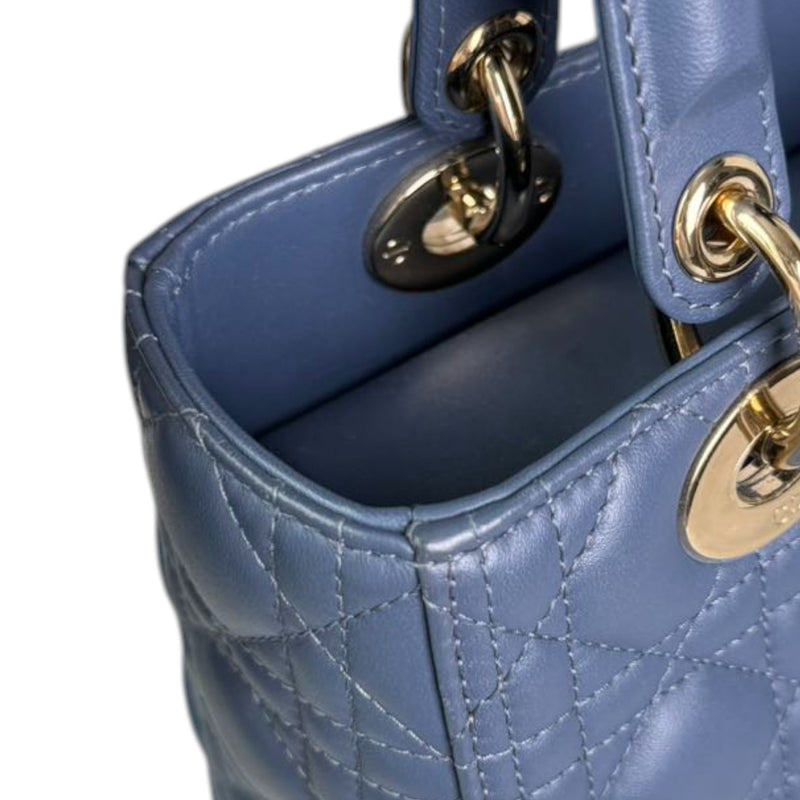 Lady Dior Medium Lambskin Cannage Blue LGHW