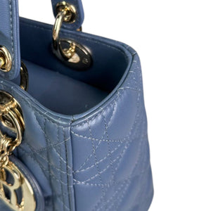 Lady Dior Medium Lambskin Cannage Blue LGHW