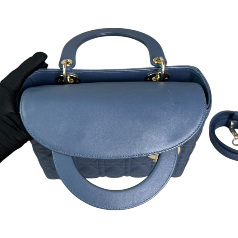 Lady Dior Medium Lambskin Cannage Blue LGHW