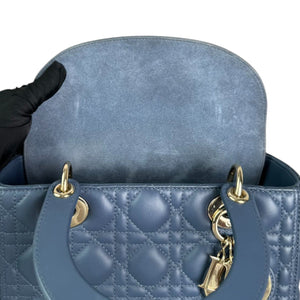 Lady Dior Medium Lambskin Cannage Blue LGHW