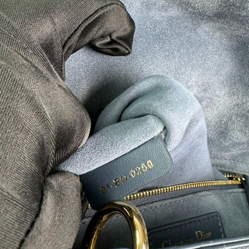 Lady Dior Medium Lambskin Cannage Blue LGHW