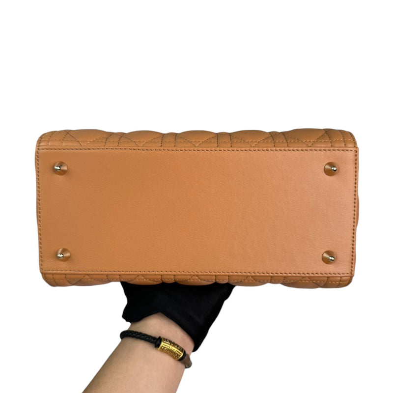 Lady Dior Medium Lambskin Cannage Brown GHW