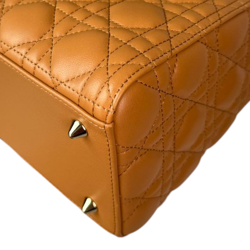 Lady Dior Medium Lambskin Cannage Brown GHW