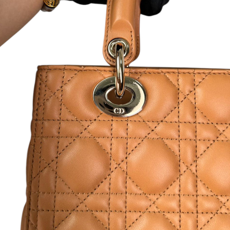 Lady Dior Medium Lambskin Cannage Brown GHW