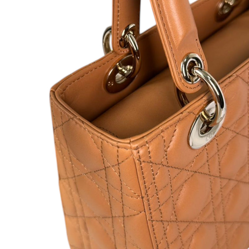 Lady Dior Medium Lambskin Cannage Brown GHW