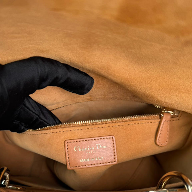 Lady Dior Medium Lambskin Cannage Brown GHW
