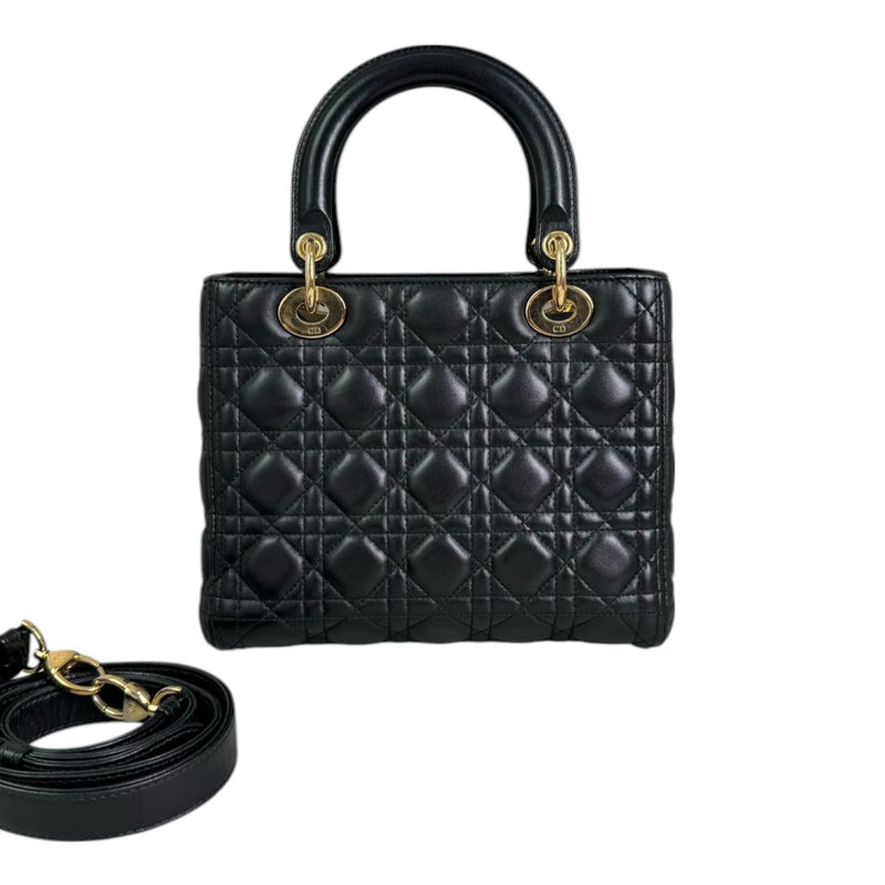 Lady Dior Medium Lambskin Quilted Black GHW