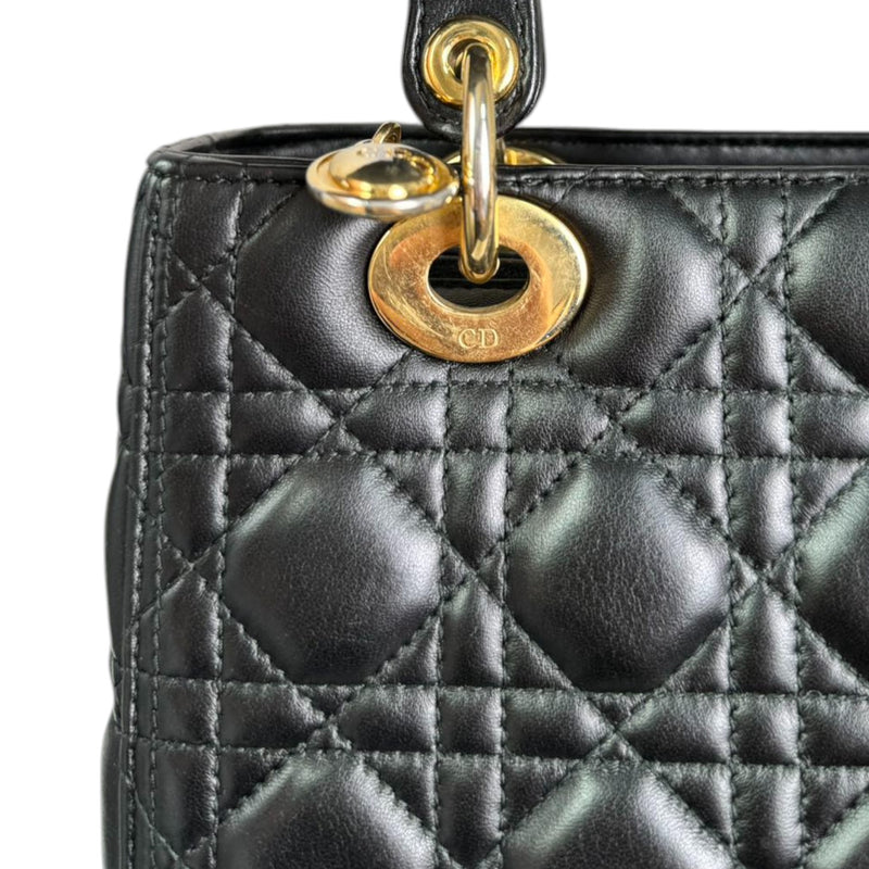 Lady Dior Medium Lambskin Quilted Black GHW