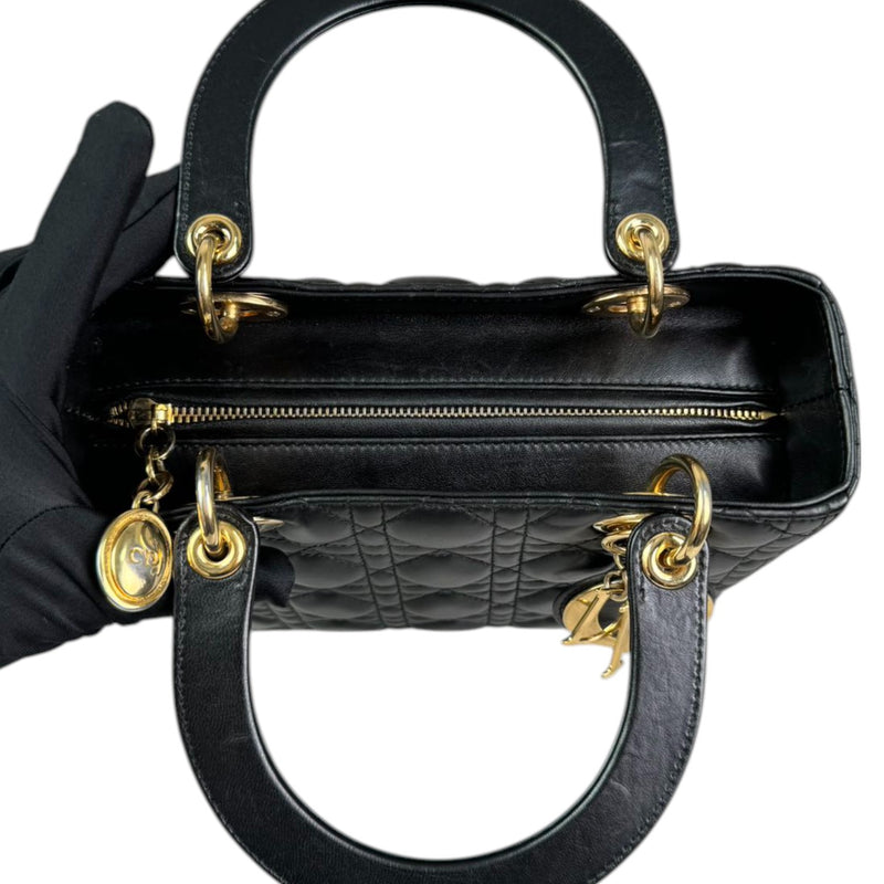 Lady Dior Medium Lambskin Quilted Black GHW