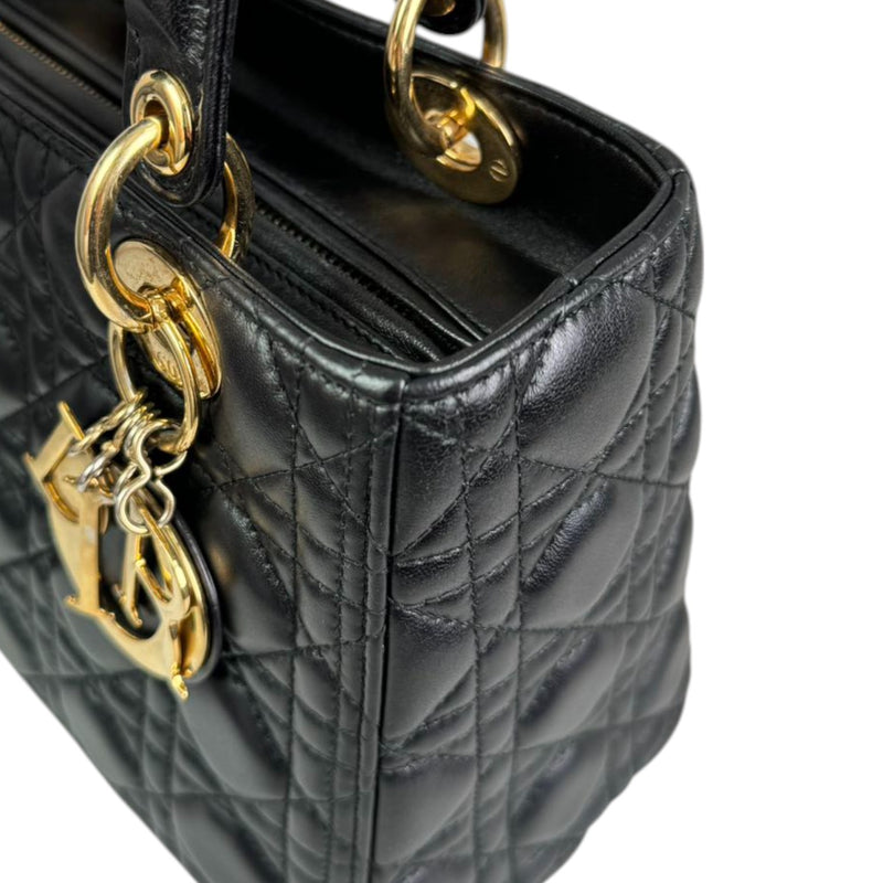 Lady Dior Medium Lambskin Quilted Black GHW