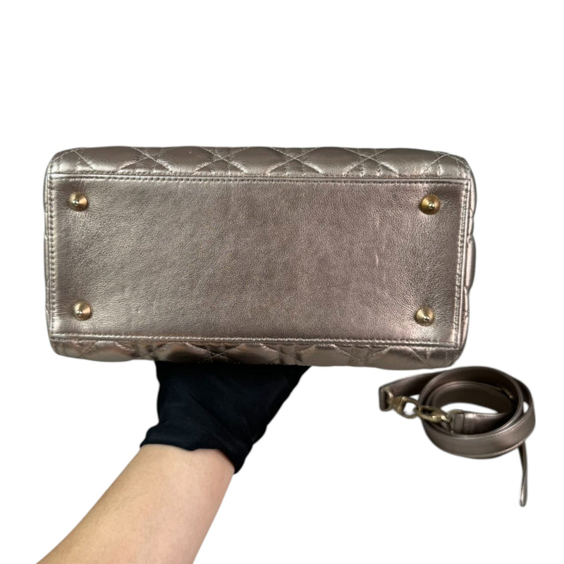 Lady Dior Medium Metallic Calfskin Cannage Gold GHW