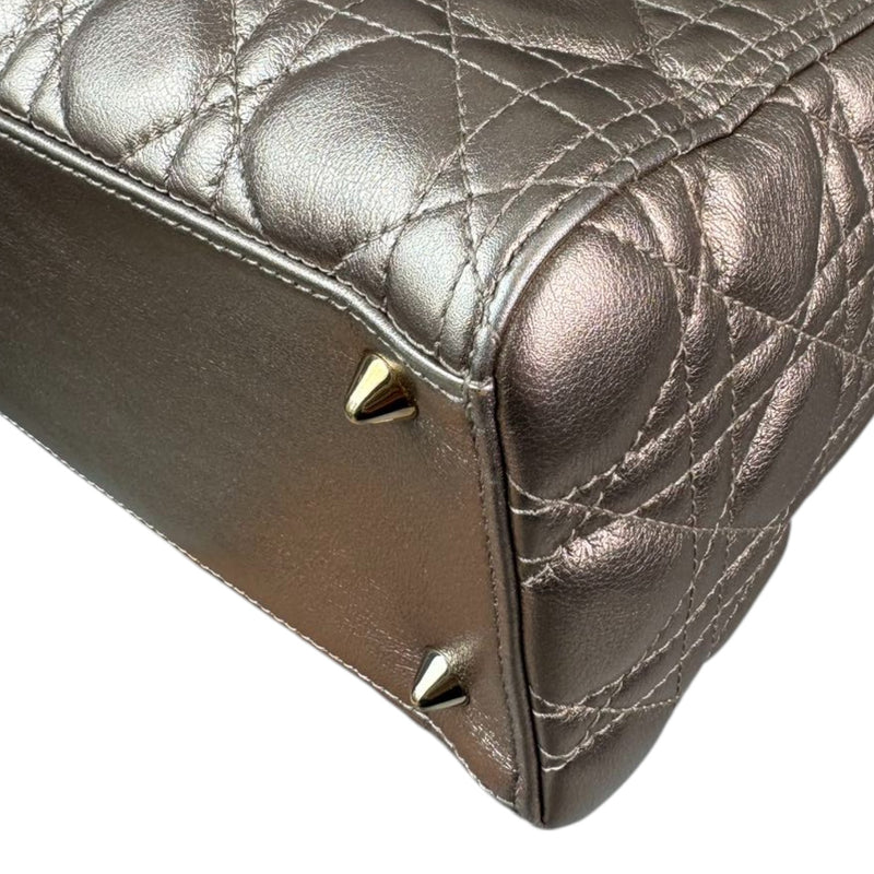Lady Dior Medium Metallic Calfskin Cannage Gold GHW