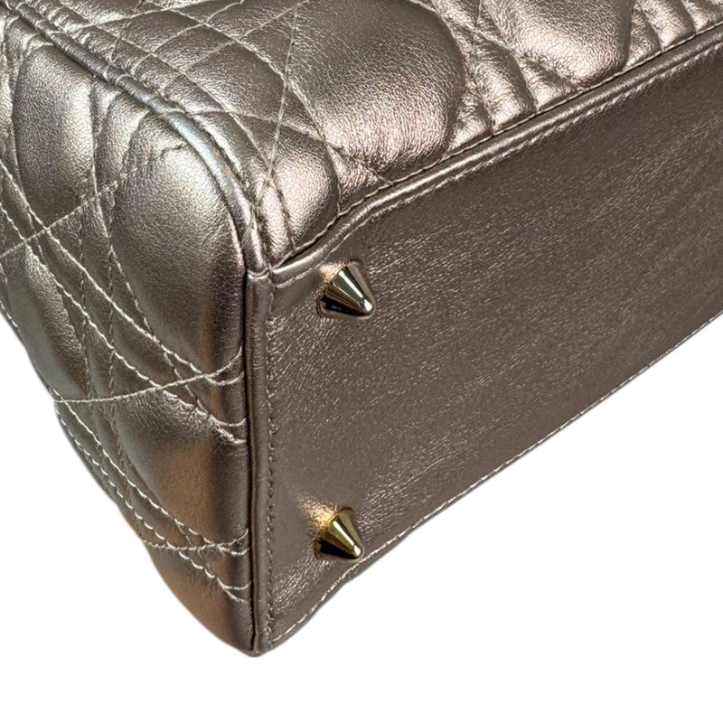 Lady Dior Medium Metallic Calfskin Cannage Gold GHW