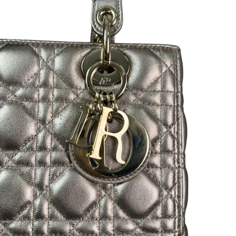 Lady Dior Medium Metallic Calfskin Cannage Gold GHW