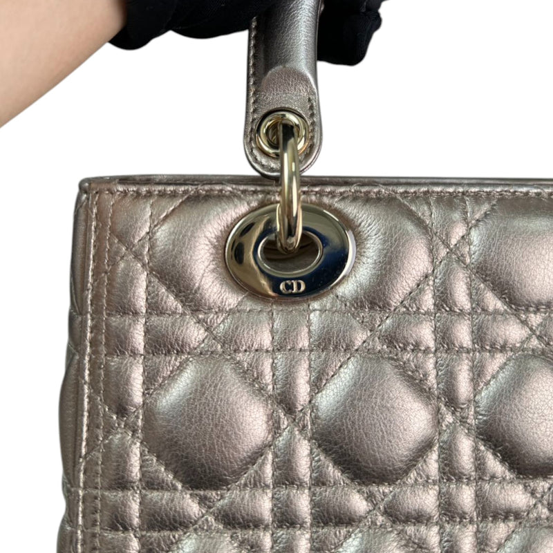 Lady Dior Medium Metallic Calfskin Cannage Gold GHW