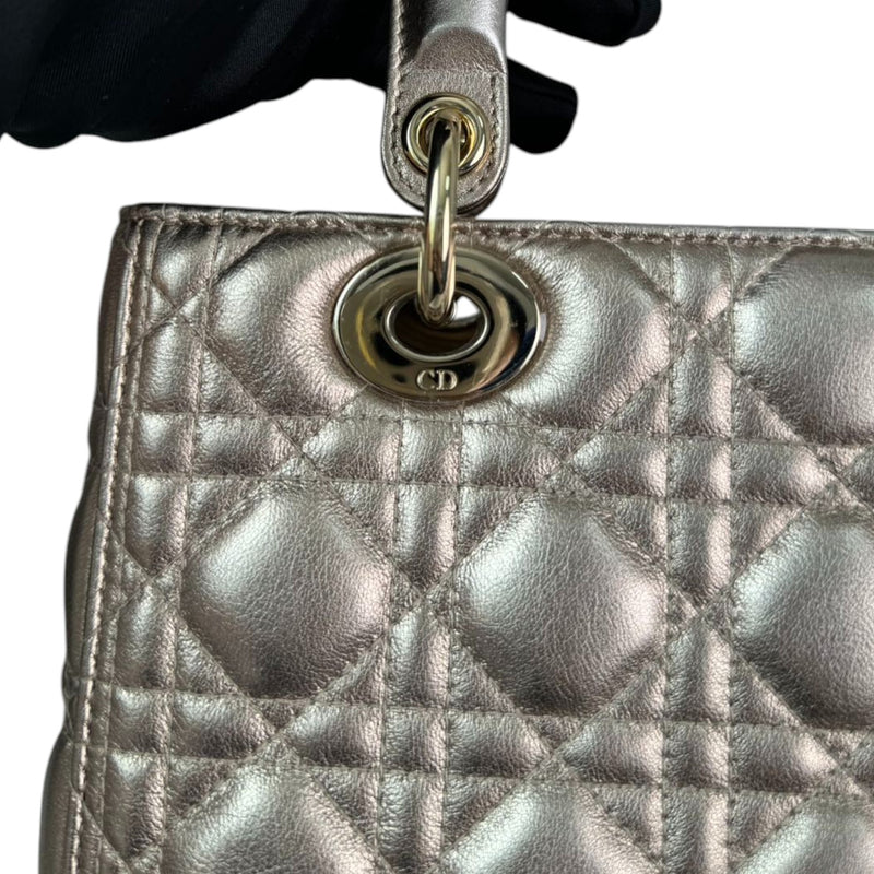 Lady Dior Medium Metallic Calfskin Cannage Gold GHW