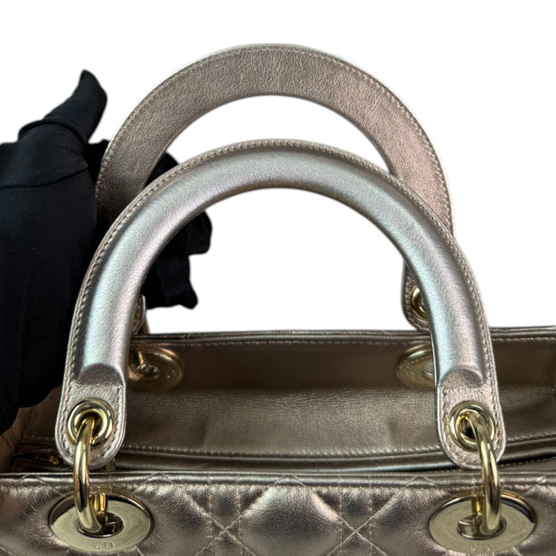 Lady Dior Medium Metallic Calfskin Cannage Gold GHW