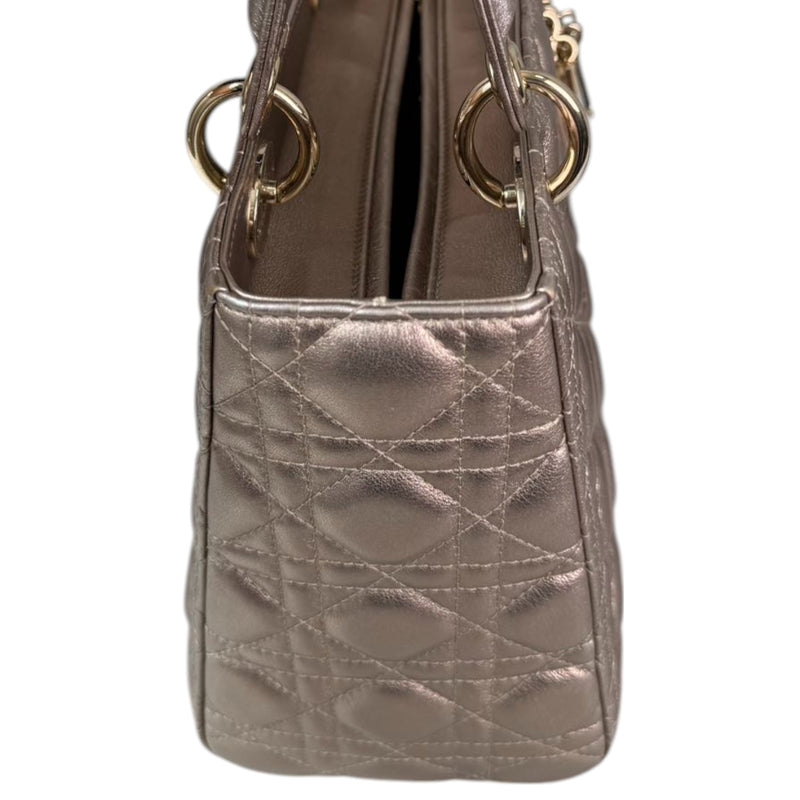 Lady Dior Medium Metallic Calfskin Cannage Gold GHW