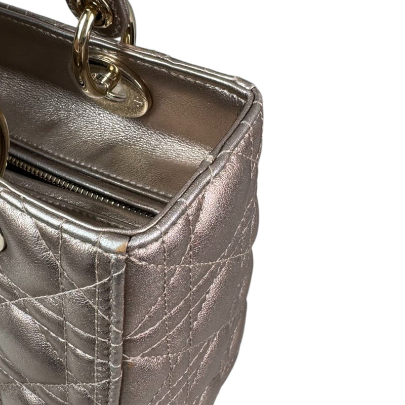 Lady Dior Medium Metallic Calfskin Cannage Gold GHW