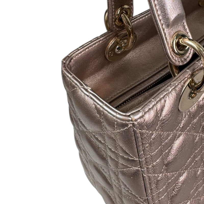 Lady Dior Medium Metallic Calfskin Cannage Gold GHW