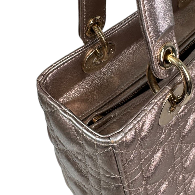 Lady Dior Medium Metallic Calfskin Cannage Gold GHW