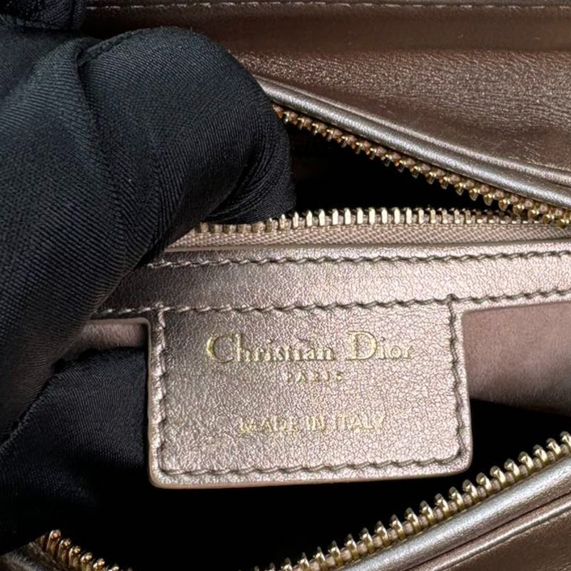 Lady Dior Medium Metallic Calfskin Cannage Gold GHW