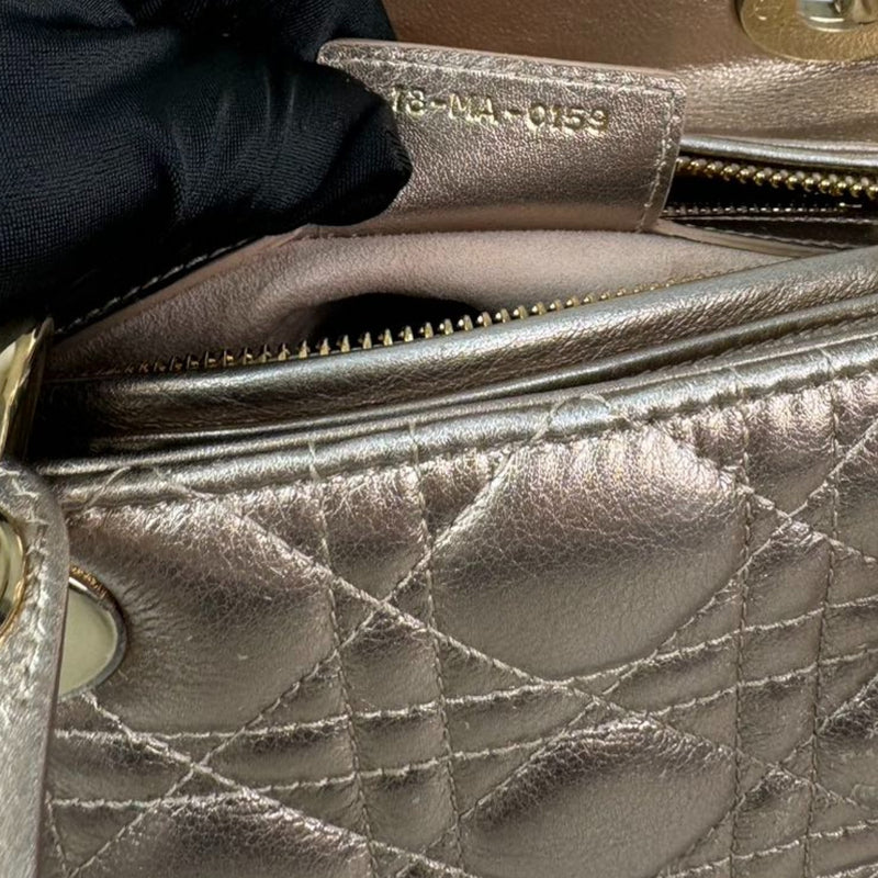 Lady Dior Medium Metallic Calfskin Cannage Gold GHW