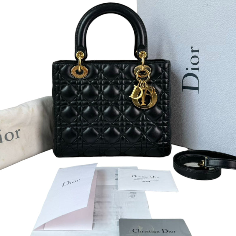 Lady Dior Medium Lambskin Black GHW