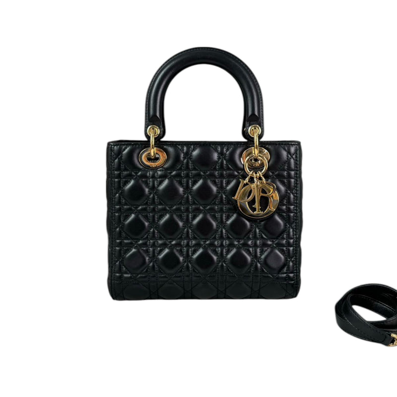 Lady Dior Medium Lambskin Quilted Black GHW