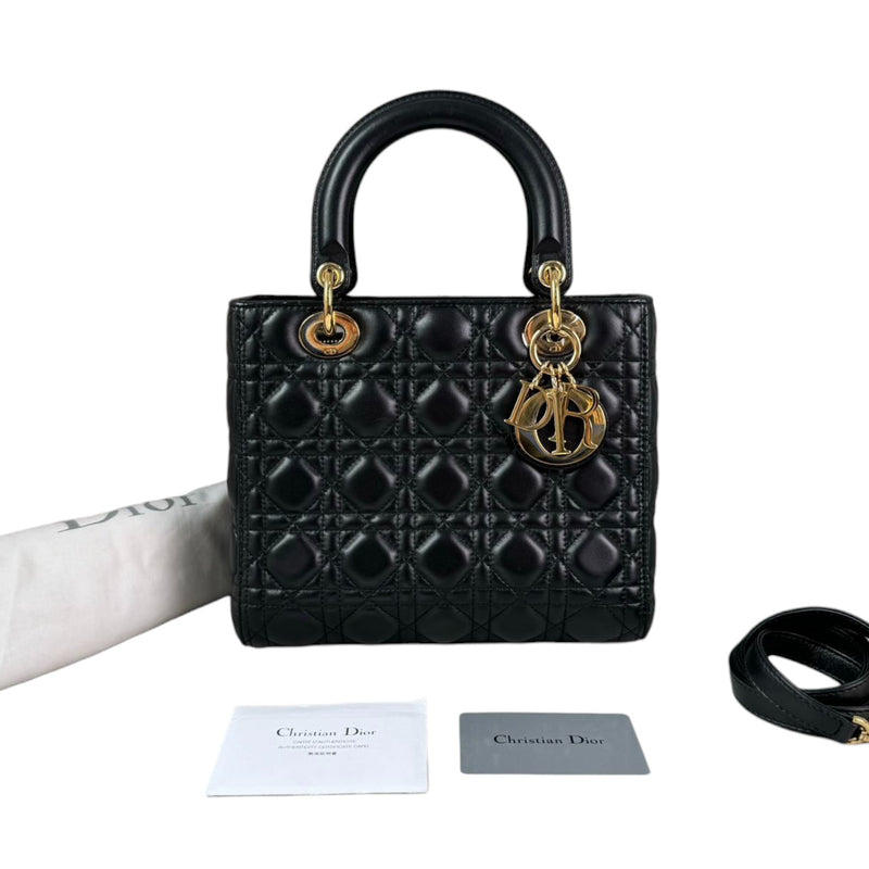 Lady Dior Medium Lambskin Quilted Black GHW