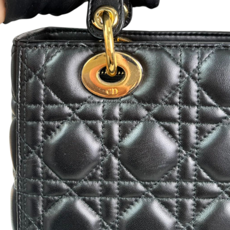 Lady Dior Medium Lambskin Quilted Black GHW