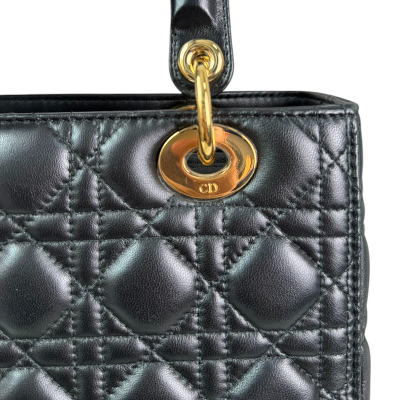 Lady Dior Medium Lambskin Quilted Black GHW