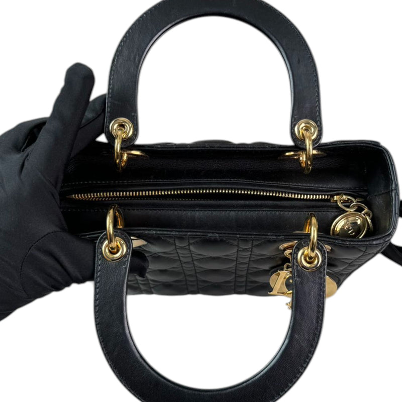 Lady Dior Medium Lambskin Quilted Black GHW